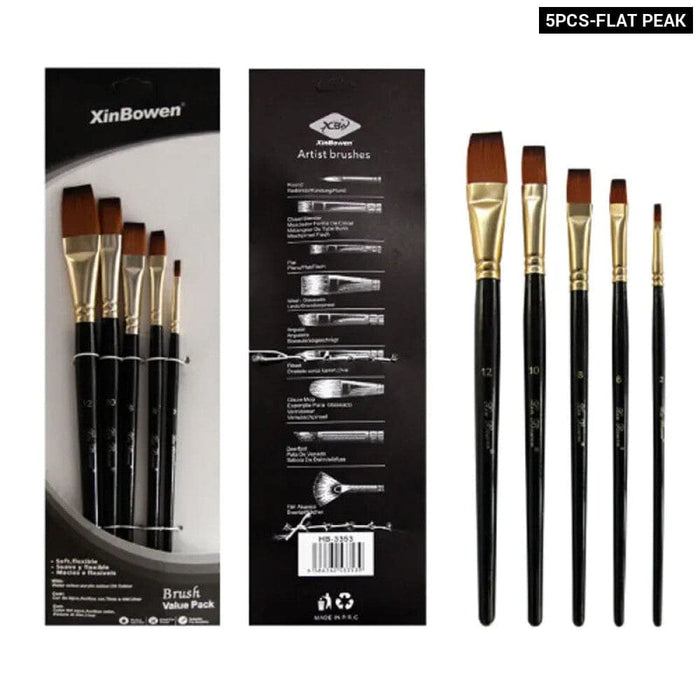 5 Piece Nylon Brush Set Acrylic Watercolour Oil Paint