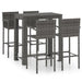 5 Piece Outdoor Bar Set with Armrest Poly Rattan Grey
