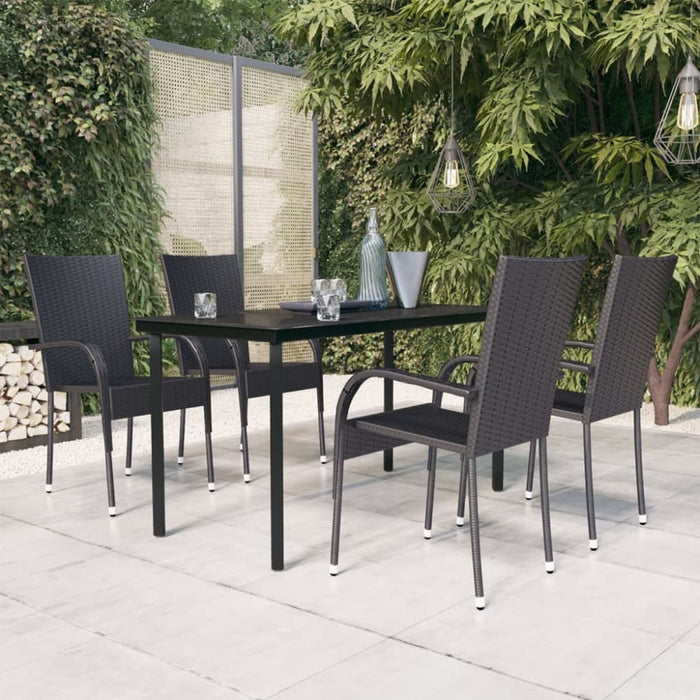 5 Piece Outdoor Dining Set Black Tbkktik