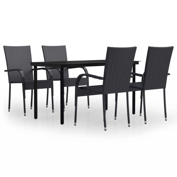 5 Piece Outdoor Dining Set Black Tbkktik