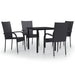 5 Piece Outdoor Dining Set Black Tbkktin