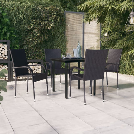5 Piece Outdoor Dining Set Black Tbkktin