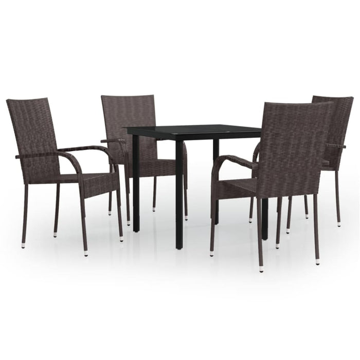 5 Piece Outdoor Dining Set Brown and Black Tbkktna