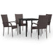 5 Piece Outdoor Dining Set Brown and Black Tbkktna