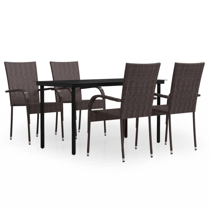 5 Piece Outdoor Dining Set Brown and Black Tbkktnp