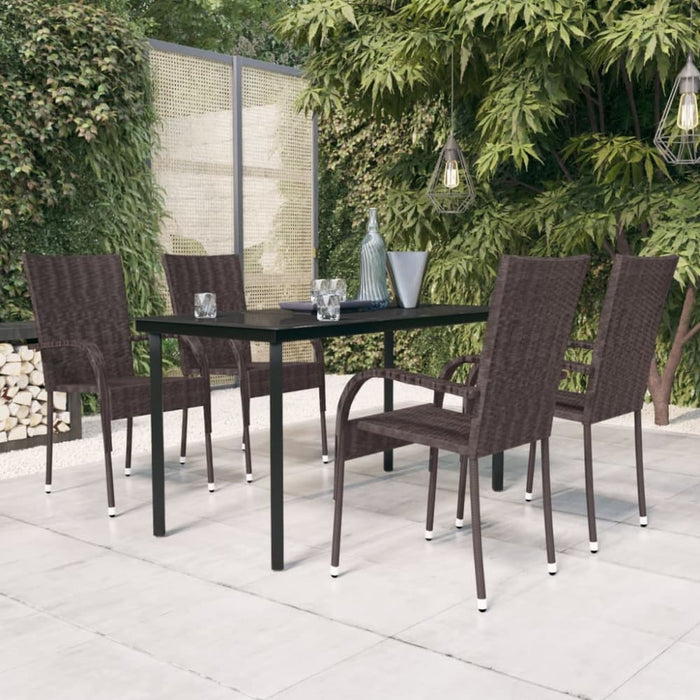 5 Piece Outdoor Dining Set Brown and Black Tbkktnp
