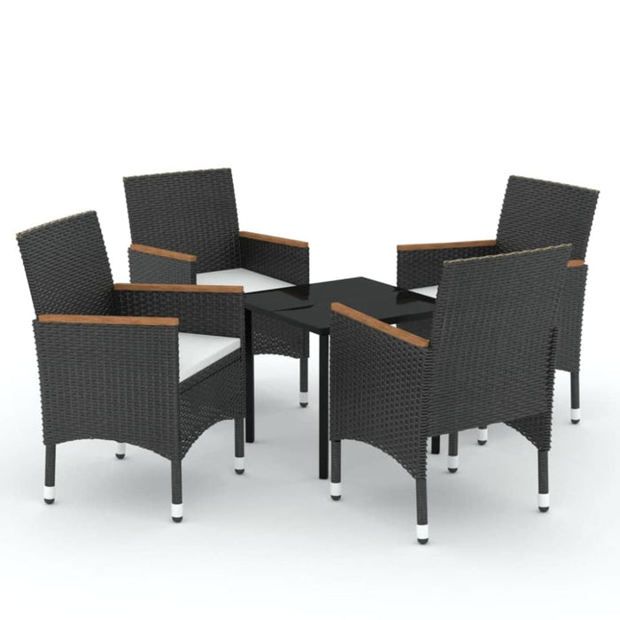 5 Piece Outdoor Dining Set with Cushions Black Tbkkttb