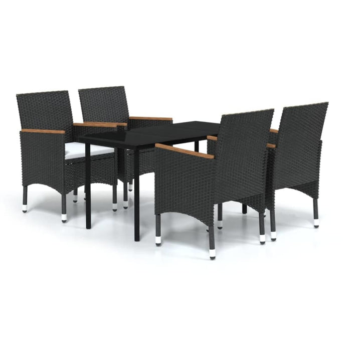 5 Piece Outdoor Dining Set with Cushions Black Tbkktto