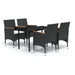 5 Piece Outdoor Dining Set with Cushions Black Tbkktto