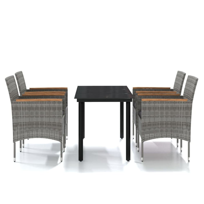 5 Piece Outdoor Dining Set with Cushions Grey and Black