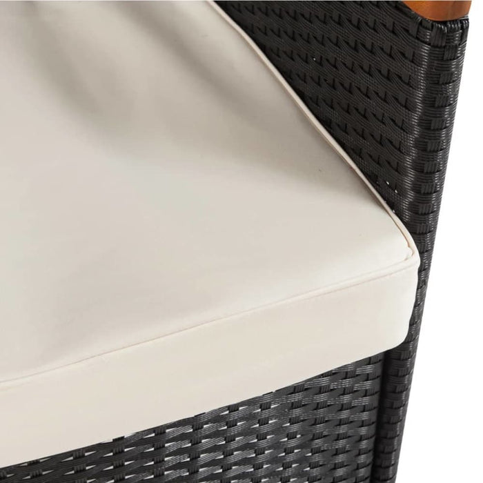 5 Piece Outdoor Dining Set with Cushions Poly Rattan Black