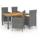 5 Piece Outdoor Dining Set with Cushions Poly Rattan Grey