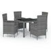 5 Piece Outdoor Dining Set with Cushions Poly Rattan Grey
