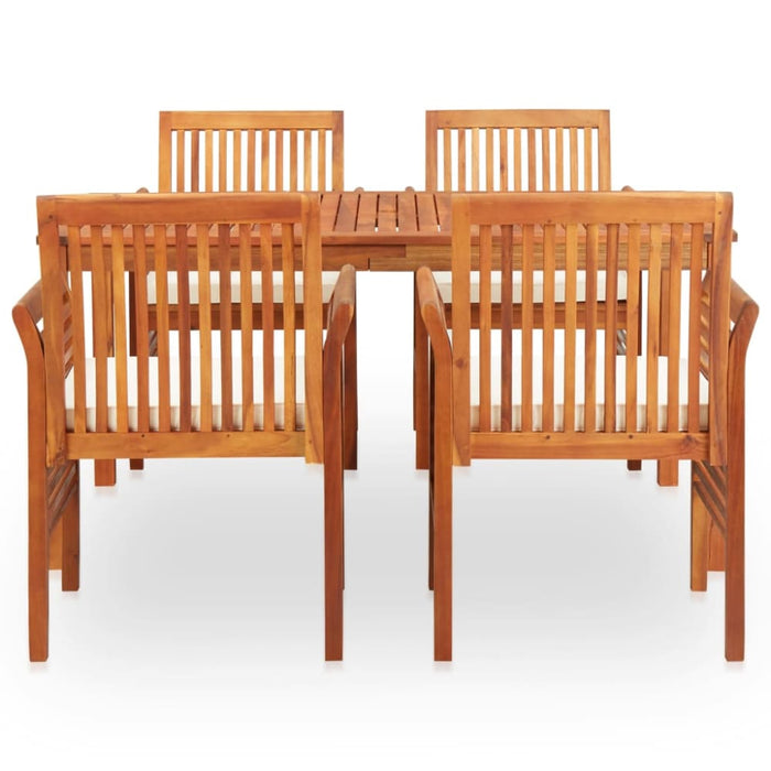 5 Piece Outdoor Dining Set With Cushions Solid Wood Acacia