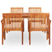 5 Piece Outdoor Dining Set With Cushions Solid Wood Acacia
