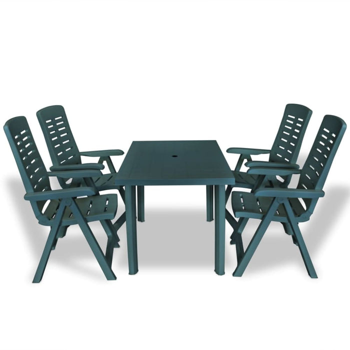 5 Piece Outdoor Dining Set Plastic Green Xipbik