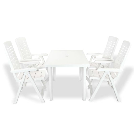 5 Piece Outdoor Dining Set Plastic White Xipbia