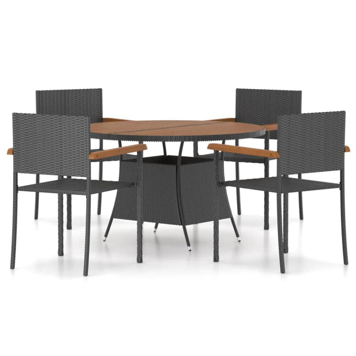 5 Piece Outdoor Dining Set Poly Rattan Black Tbpktll