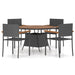 5 Piece Outdoor Dining Set Poly Rattan Black Tbpktll