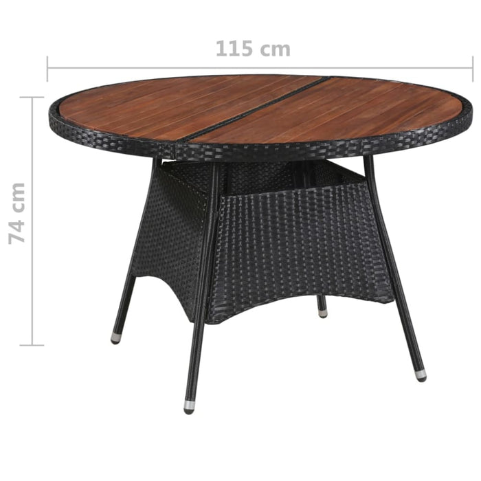 5 Piece Outdoor Dining Set Poly Rattan Black Tbpktll