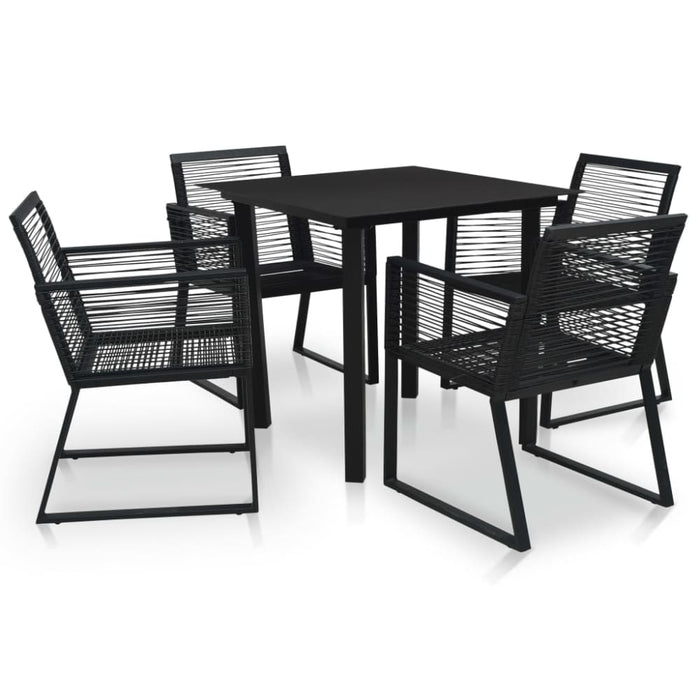 5 Piece Outdoor Dining Set Pvc Rattan Black Tbpnxnx