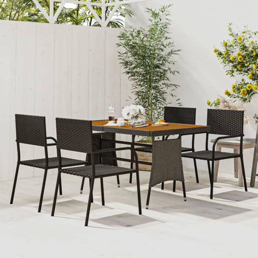 5 Piece Outdoor Dining Set Poly Rattan Black Toxbbkl