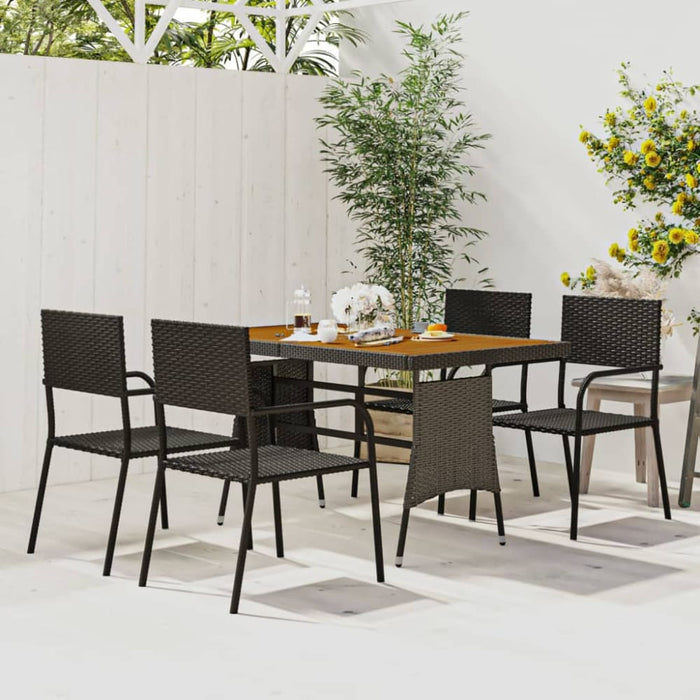 5 Piece Outdoor Dining Set Poly Rattan Black Toxbbkl
