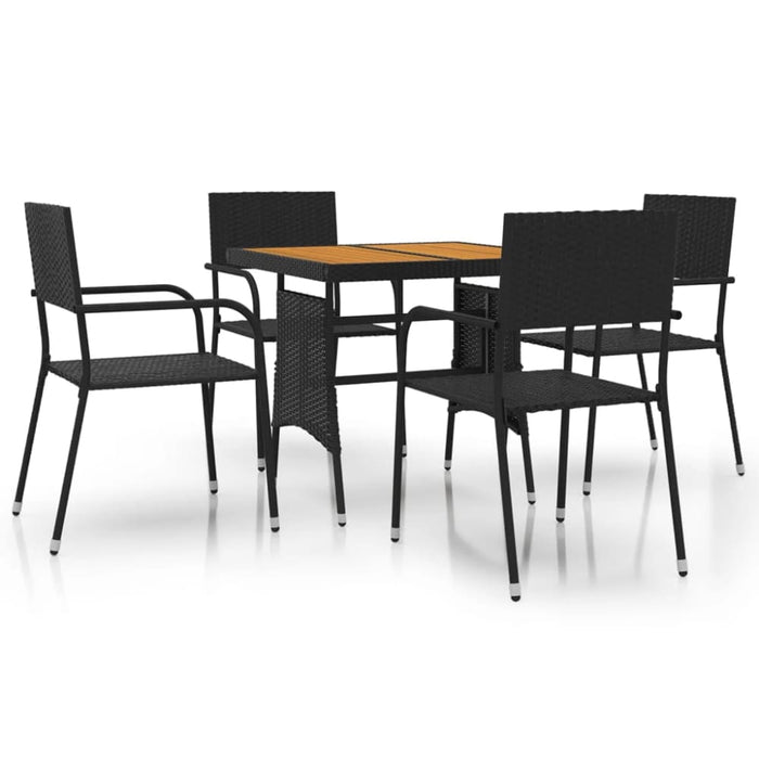 5 Piece Outdoor Dining Set Poly Rattan Black Toxbbni