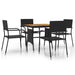 5 Piece Outdoor Dining Set Poly Rattan Black Toxbbni