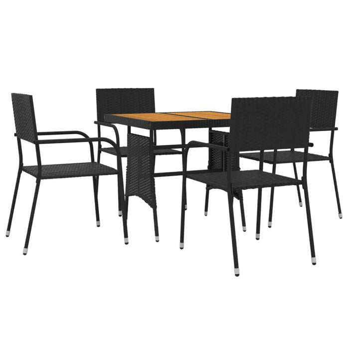 5 Piece Outdoor Dining Set Poly Rattan Black Toxbbni
