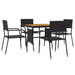 5 Piece Outdoor Dining Set Poly Rattan Black Toxbbni