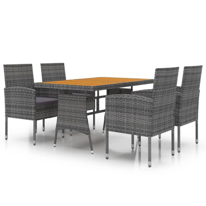 5 Piece Outdoor Dining Set Poly Rattan Grey Toxboba