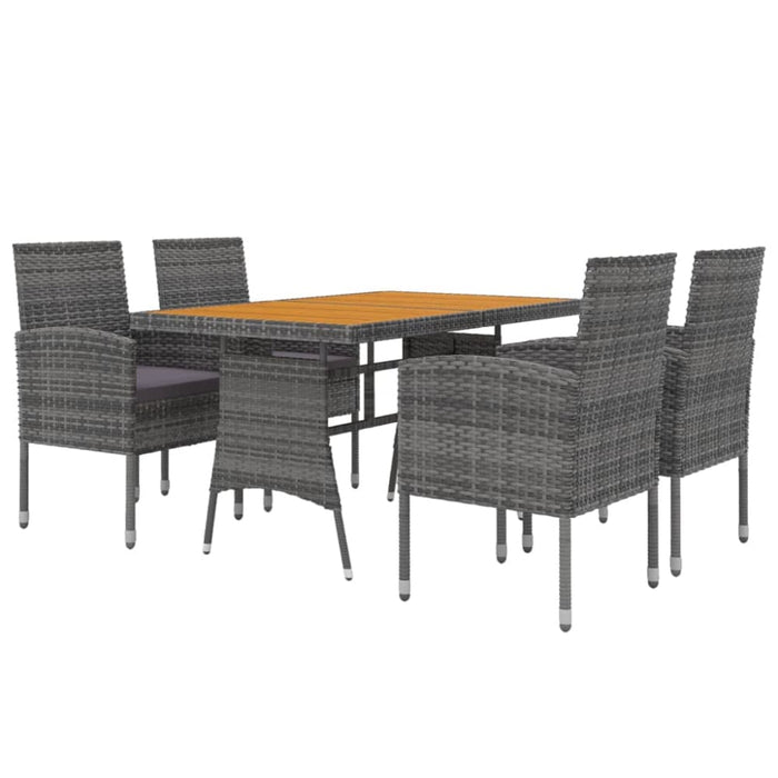 5 Piece Outdoor Dining Set Poly Rattan Grey Toxboba