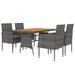 5 Piece Outdoor Dining Set Poly Rattan Grey Toxboba