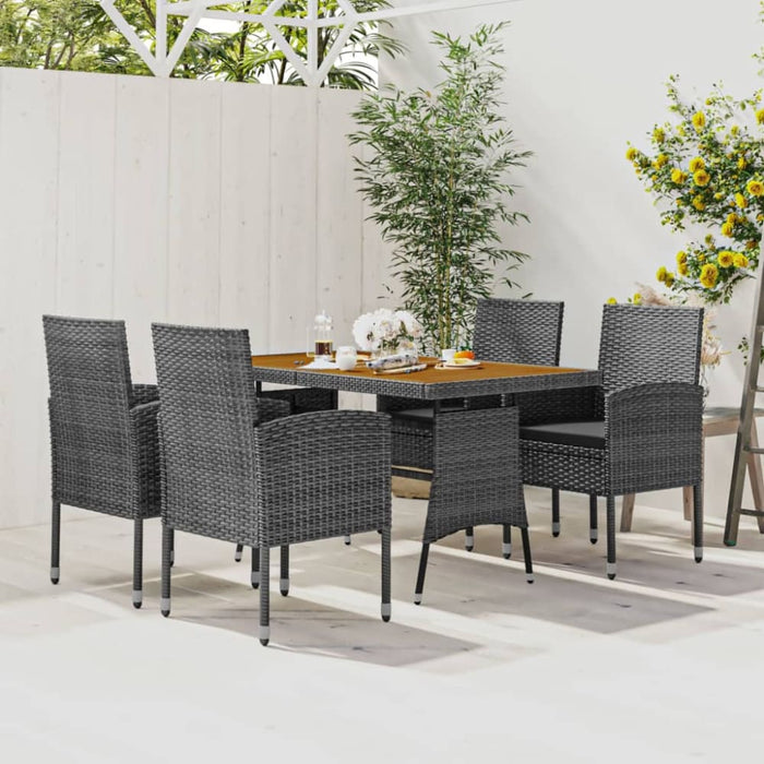 5 Piece Outdoor Dining Set Poly Rattan Grey Toxboba