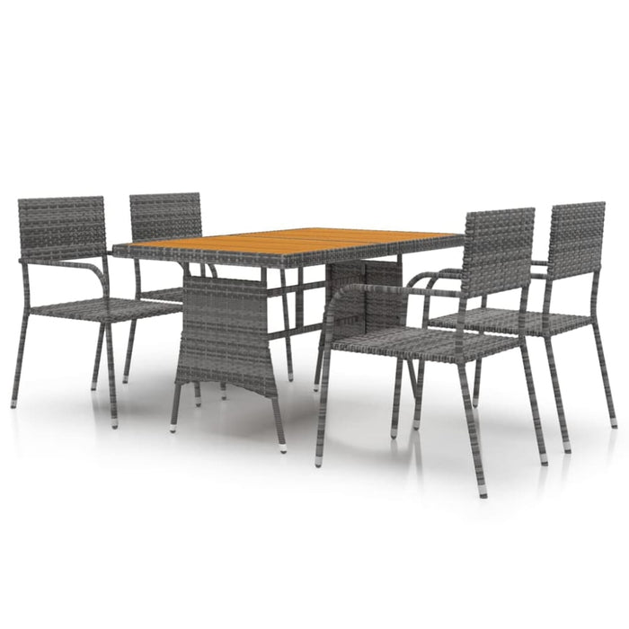 5 Piece Outdoor Dining Set Poly Rattan Grey Toxbobx