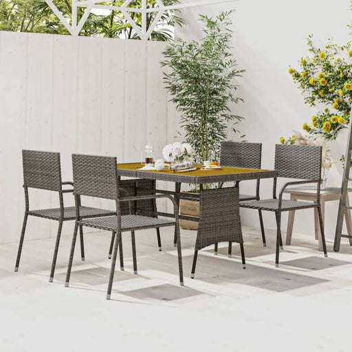5 Piece Outdoor Dining Set Poly Rattan Grey Toxbobx