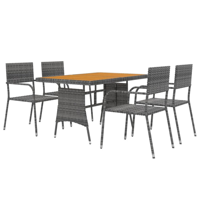 5 Piece Outdoor Dining Set Poly Rattan Grey Toxbobx