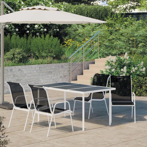 5 Piece Outdoor Dining Set Steel Black Tbixpox