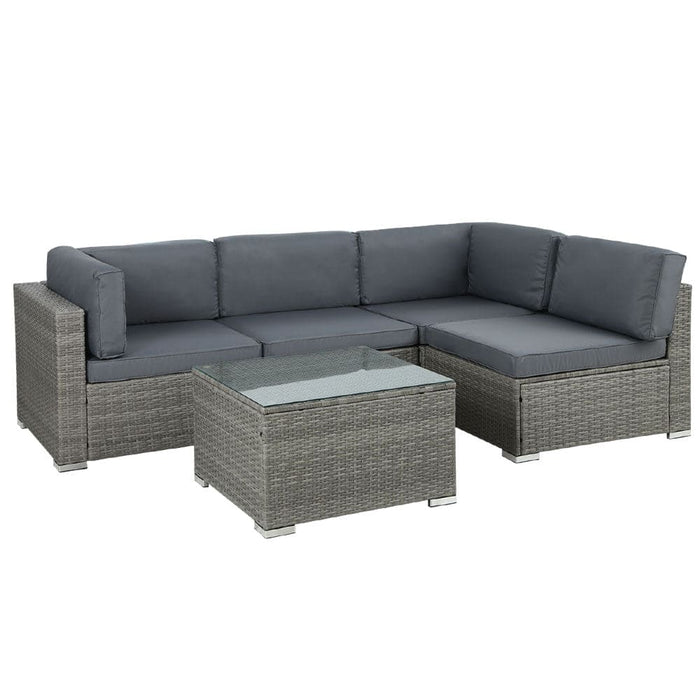 5-piece Outdoor Furniture Sofa Set Wicker Lounge Setting