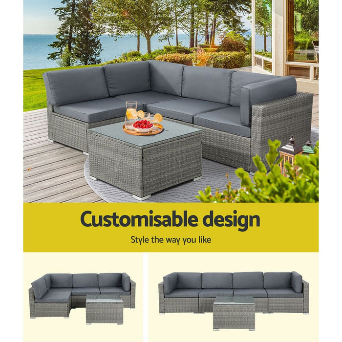 5-piece Outdoor Furniture Sofa Set Wicker Lounge Setting