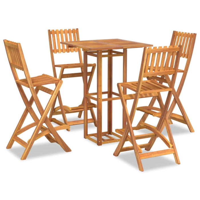 5 Piece Outdoor Bar Set Solid Wood Acacia Tobaklx