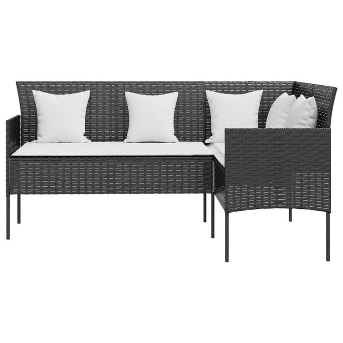 5 Piece L-shaped Couch Sofa Set with Cushions Poly Rattan