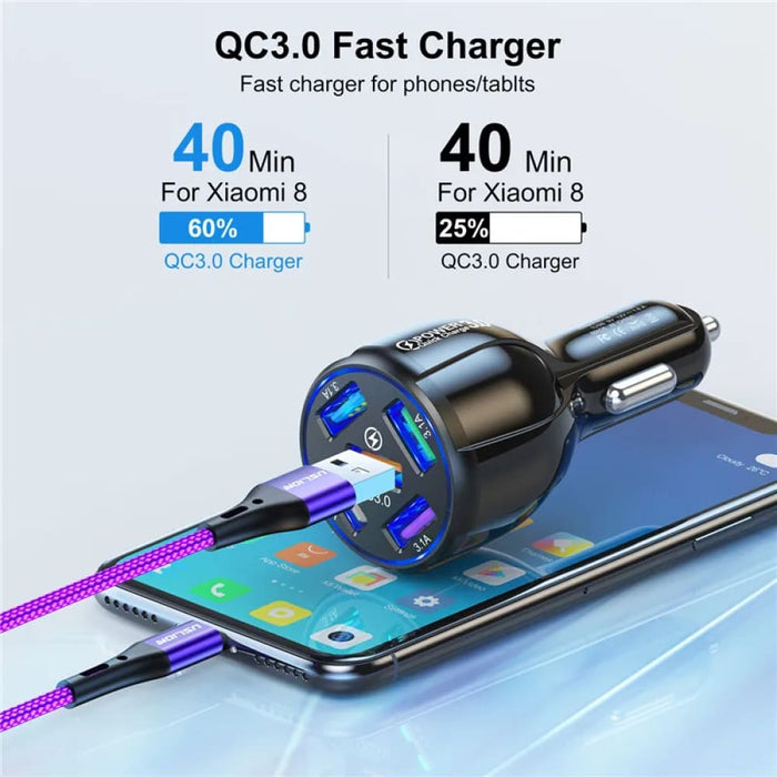 5 Port Fast Car Charger for Xiaomi Redmi Note 10 Pro