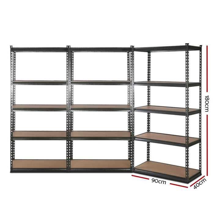 3x1.8m 5-shelves Steel Warehouse Shelving Racking Garage