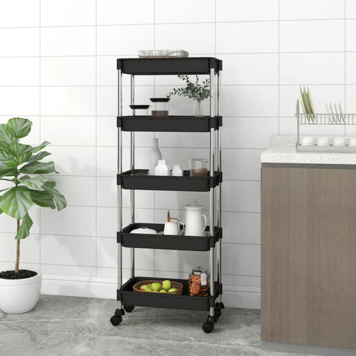 5 - tier Kitchen Trolley Black 40x22x116 Cm Iron And Abs