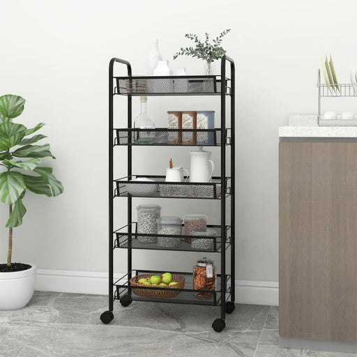 5-tier Kitchen Trolley Black 46x26x105 Cm Iron Ttltxn