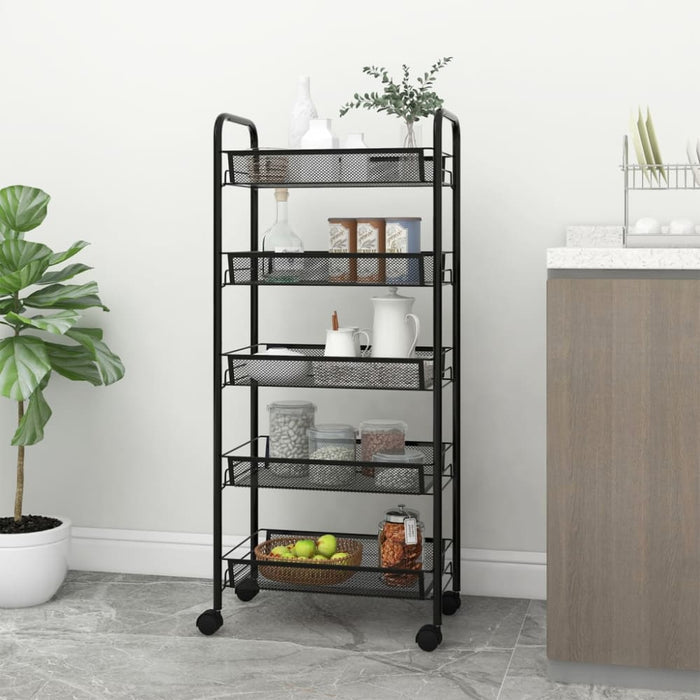 5-tier Kitchen Trolley Black 46x26x105 Cm Iron Ttltxn