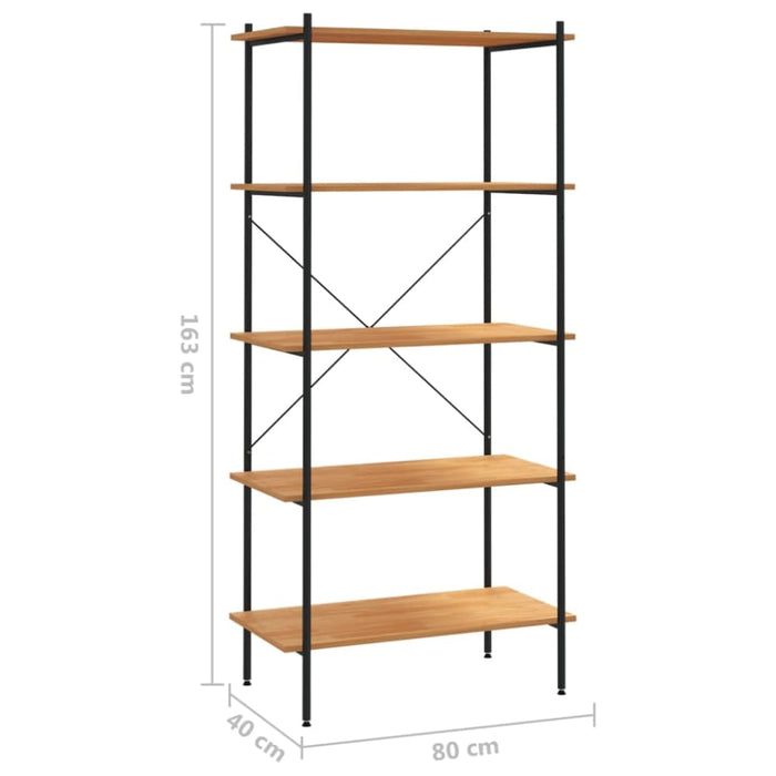 5-tier Shelving Unit Black and Oak 80x40x163 Cm Ttltan
