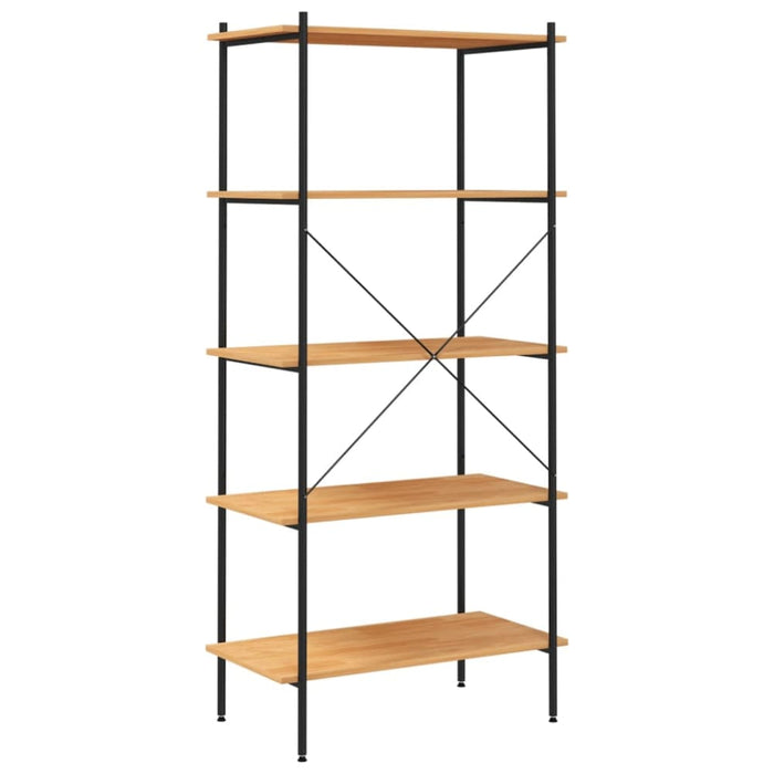 5-tier Shelving Unit Black and Oak 80x40x163 Cm Ttltan